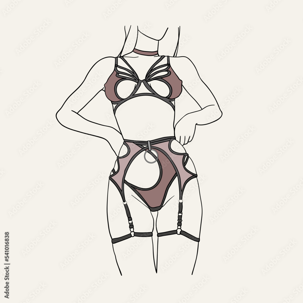 Fototapeta premium Girl in lingerie vector. Women's underwear design. Lingerie isolated. Women's clothing