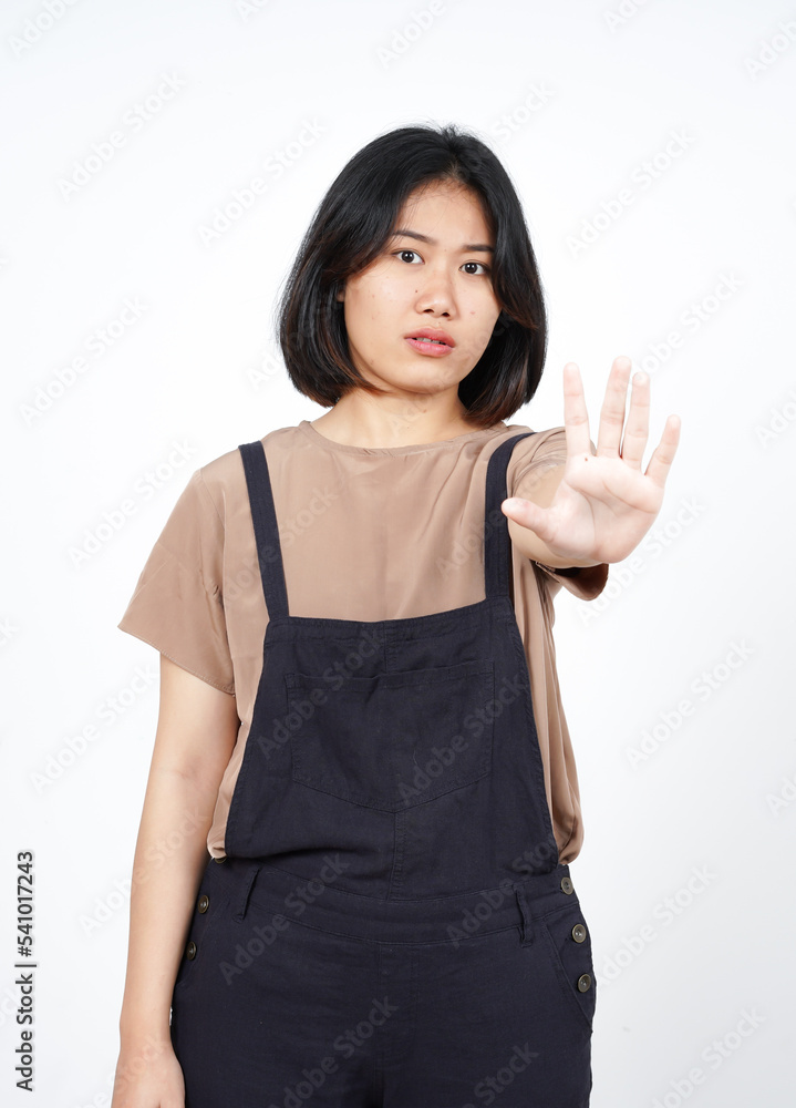 Stop and Rejection Hand Gesture of Beautiful Asian Woman Isolated On White Background Stop and Rejection Hand Gesture of Beautiful Asian Woman Isolated On White Background