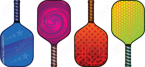 pickleball rackets set vector