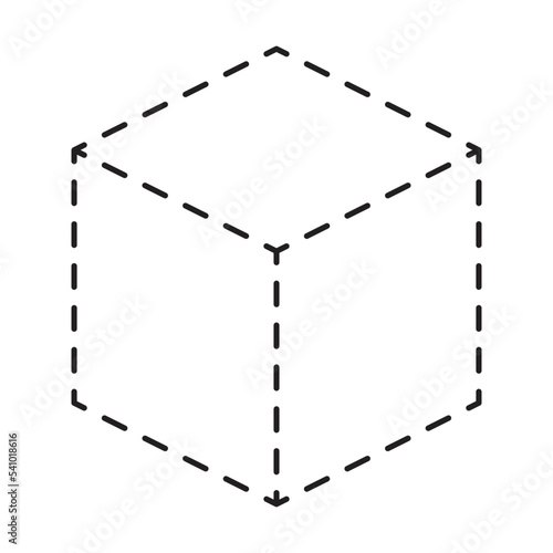 Tracing cube, cuboid shape lines element for preschool, kindergarten and Montessori kids drawing activities in vector illustration