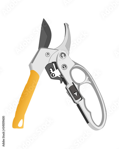 Vector of isolated pruning scissor spring care secateurs branch clippers