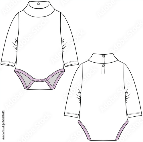 LONG SLEEVES TURTLE NECK ONESIES FOR BABY GIRLS AND TODDLER GIRLS IN EDITABLE VECTOR FILE