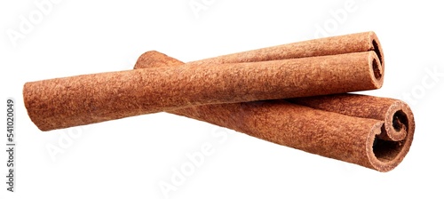 Two Cinnamon sticks isolated on white background