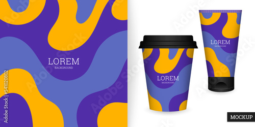 Abstract background in flat style. Banner for beauty presentation. Template with colorful shapes. Vector illustration. Branding design for cosmetics cover, card, flyer, poster. Stock.