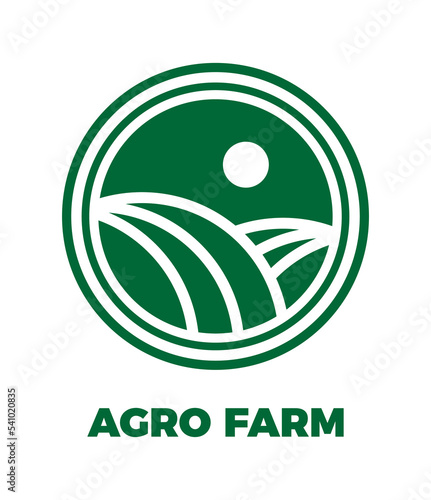Agro farm emblem, label, signboard. Design template for your eco company, bio products, or farm products store. Vector silhouette icon.