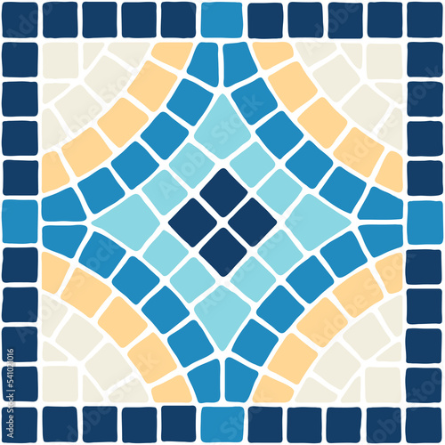 Ancient mosaic tile pattern. Decorative antique stone ornament.