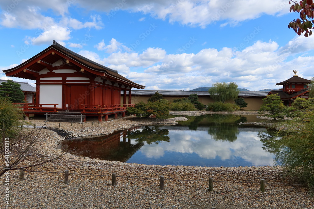 A Japanese garden : Toin-teien Japanese Garden which they say is the reconstruction of the origin of Japanese gardens in Japan' s ancient capital in the Nara period in Nara City A Japanese garden : Toin-teien Japanese Garden which they say is the reconstruction of the origin of Japanese gardens in Japan' s ancient capital in the Nara period in Nara City