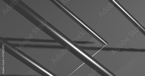 Render with gray metal rods with reflections