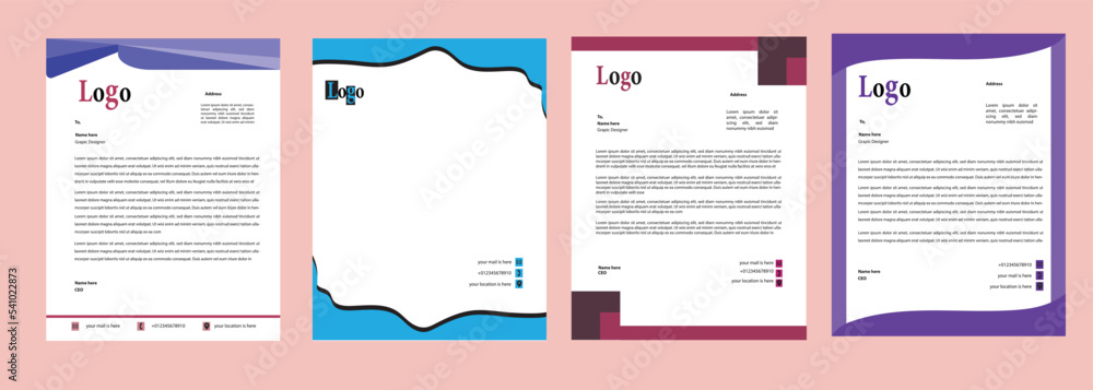 Simple  corporate Color Vector Letter Head Template with standard size