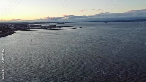 Newhaven harbour Edinburgh, Scotland Sunset, Drone
