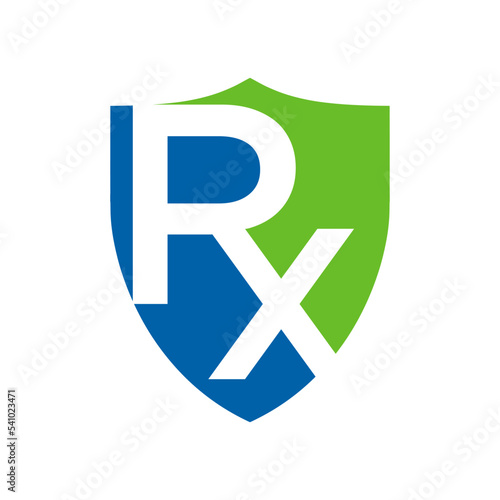 RX symbol, medical health logo company design illustration.