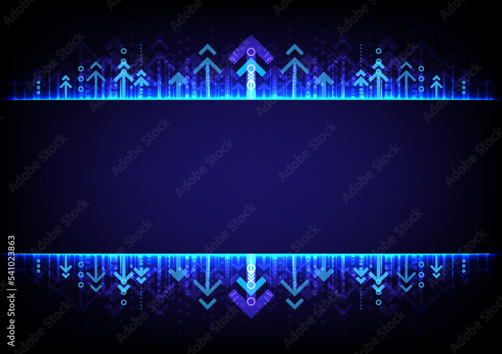 Arrow abstract background. Digital networking internet technology. Blue futuristic frame