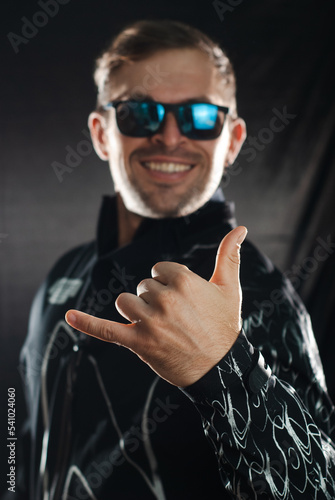 portrait of a man in a dry wetsuit