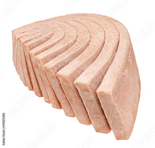 Foto Canned tuna fish fillet isolated on white background