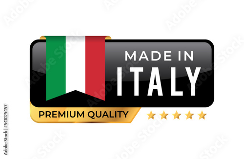 Made in Italy Premium Quality label. For icon, badge, emblem, packaging, banner, and other business product . Vector Illustration