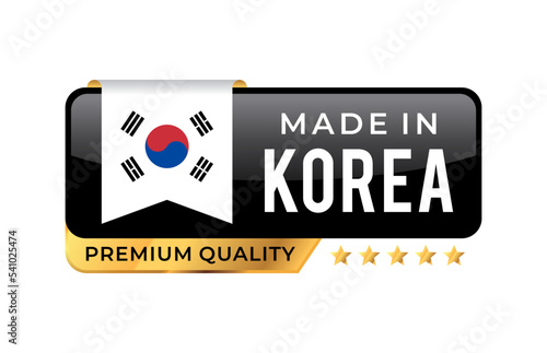 Made in Korea Premium Quality label. For icon, badge, emblem, packaging, banner, and other business product . Vector Illustration
