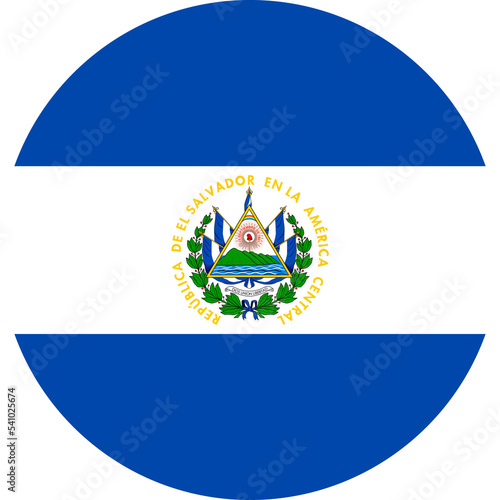 El Salvador Round Flag. Salvadoran Circle Circular Country Nation National Banner Symbol Sign Ensign Flag. Guanaco Transparent PNG Flattened JPG Flat JPEG photo