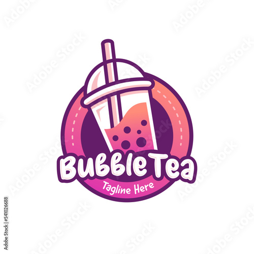 Bubble Tea Boba, fresh drink juice fruit modern Illustration Logo