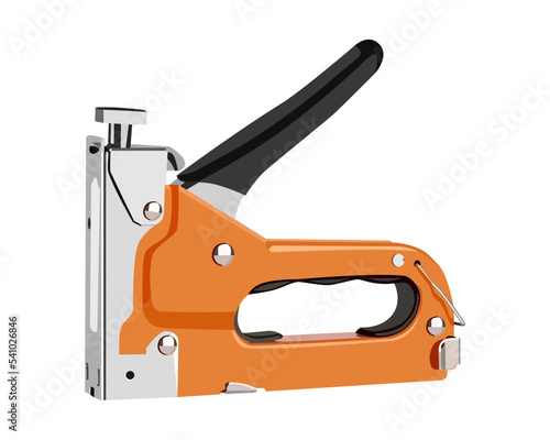 Vector Illustration Staple Gun isolated on white background. Carpentry hand tools.