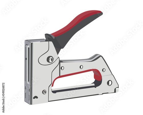 Vector Illustration Staple Gun isolated on white background. Carpentry hand tools.
