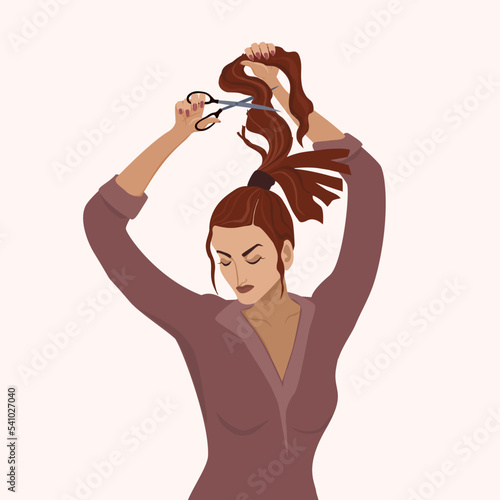 The girl cuts her hair in solidarity with Iranian women.