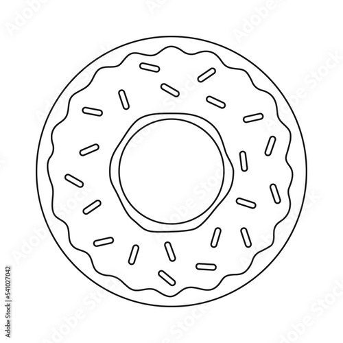 Line donut with confetti. Vector illustration isolated on white.
