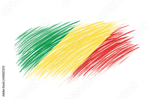 3D Flag of Republic of the Congo on vintage style brush background.