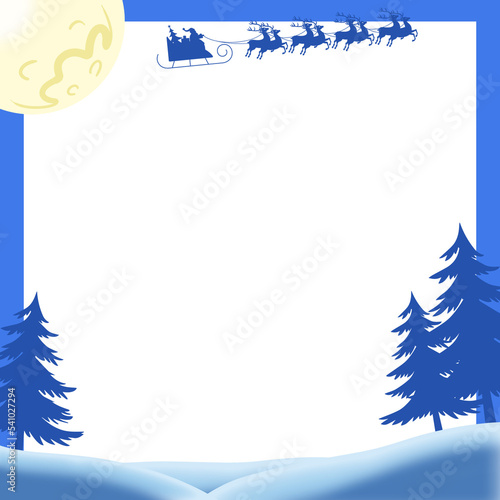 Christmas themed border overlay for social media posts. Blue PNG Transparent 2000x2000 overlay. 