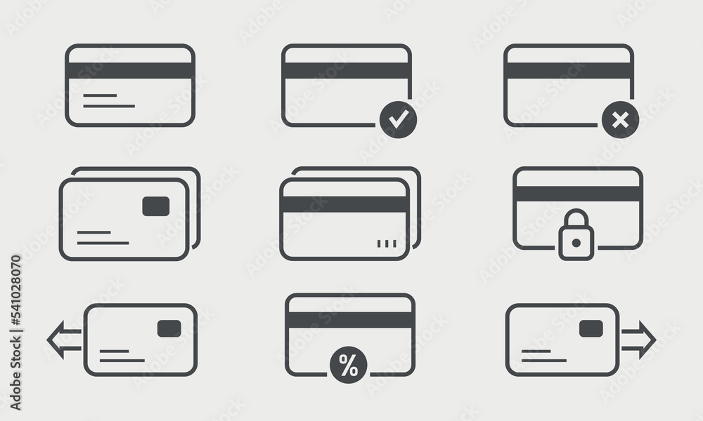 Credit card set. Vector illustration Credit card set. Vector illustration