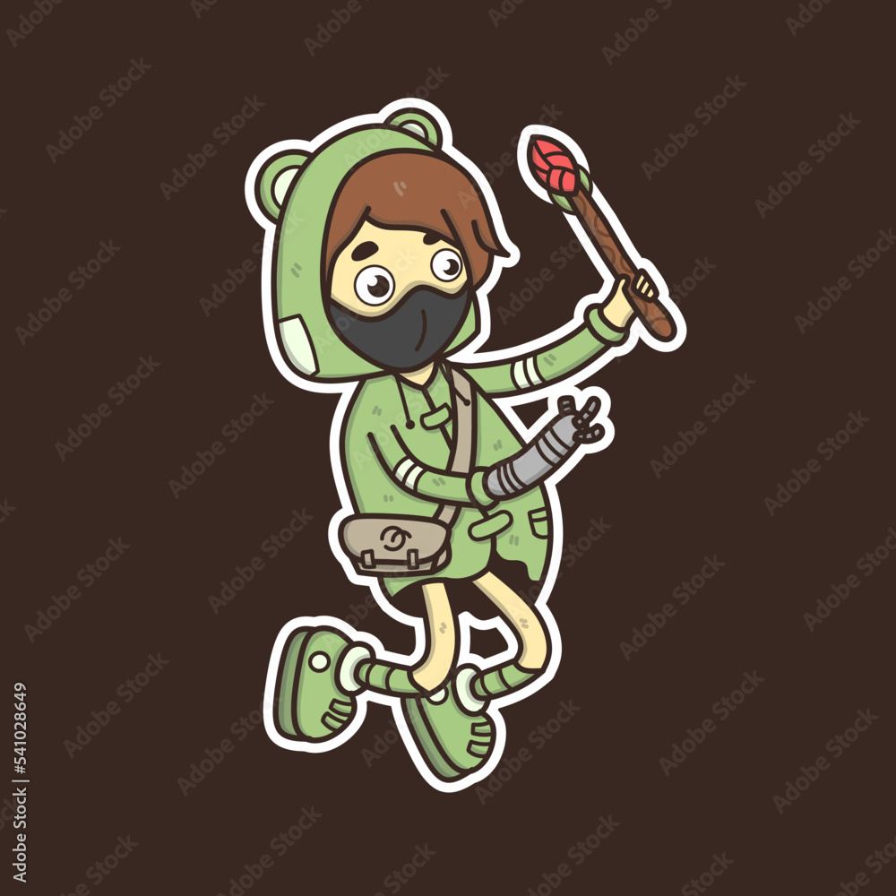 Cute green witch illustration vector