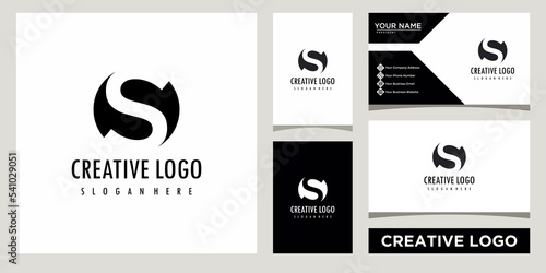 Initials monogram S letter logo design template with business card design
