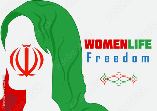Free iranian woman poster. Iran protests. Women Life Freedom movement. photo