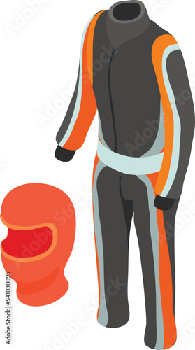 Karting clothing icon isometric vector. Racing suit and karting balaclava icon. Sport and active recreation concept