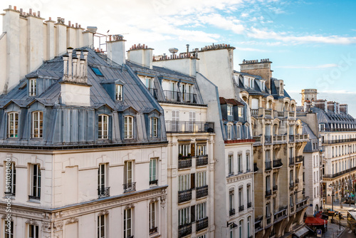 View at Parisian apartment buildings in the center of Paris, France, Europe photo