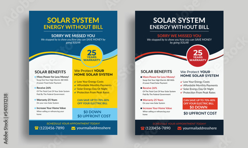 Solar Power Services Flyer and Solar Energy Product Flyer template