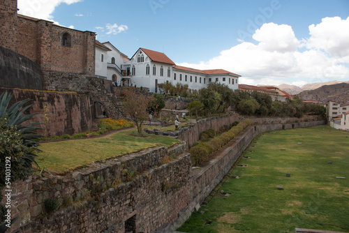 Exterior courtyard of the Qorikancha, Church and Convent of Santo Domingo de Guzmán, in Cusco. 