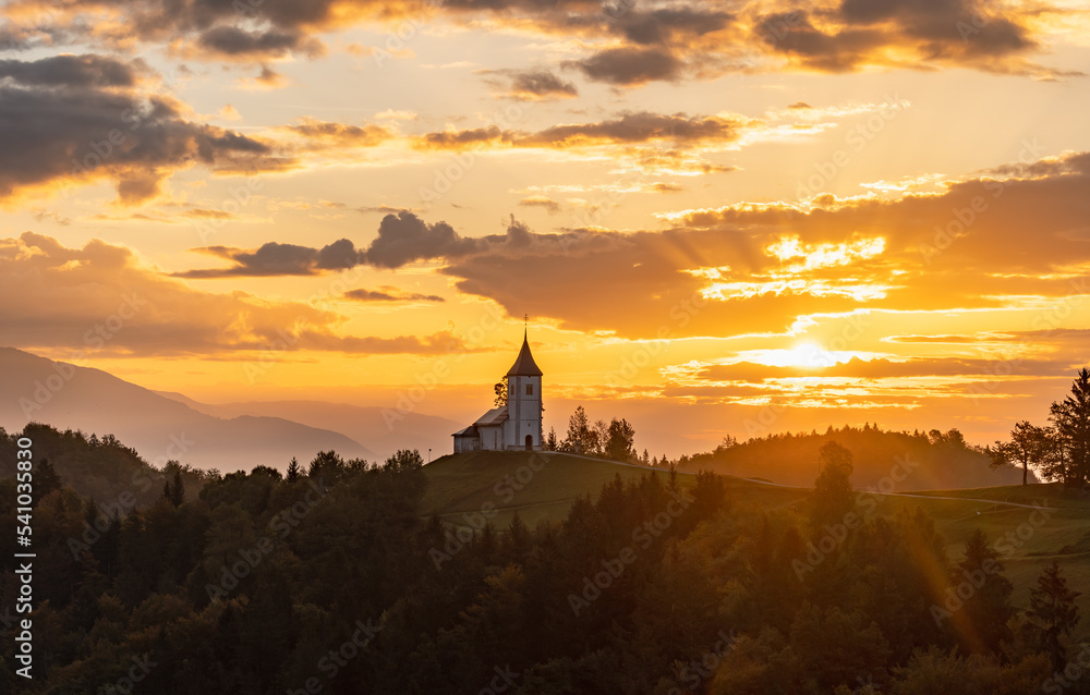 The Church of St. Primož and Felicijan, Slovenia, sunrise photo