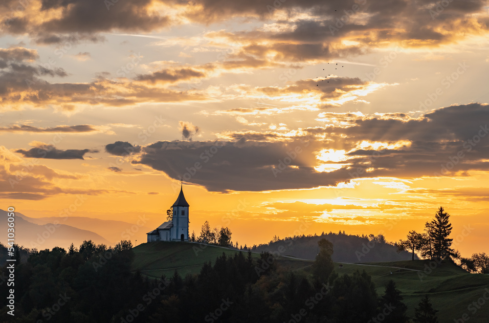 The Church of St. Primož and Felicijan, Slovenia, sunrise photo