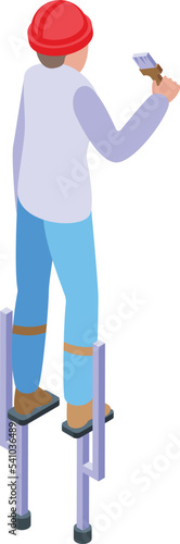 Painter stilt icon isometric vector. Man wood. Art walk