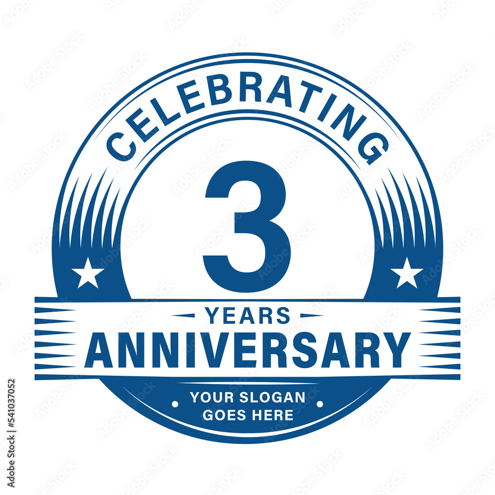 Fototapeta premium 3 years anniversary celebration design template. 3rd logo. Vector and illustrations.