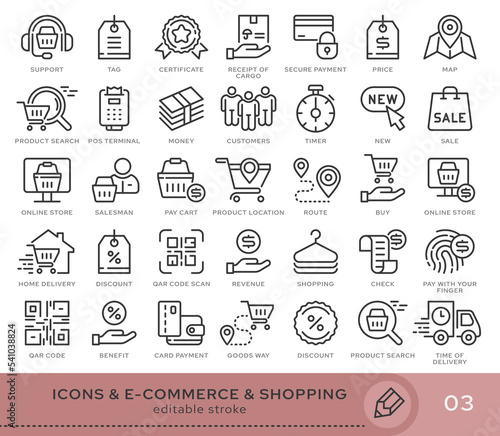 Set of conceptual icons. Vector icons in flat linear style for web sites, applications and other graphic resources. Set from the series - E-commerce and shopping. Editable stroke icon.