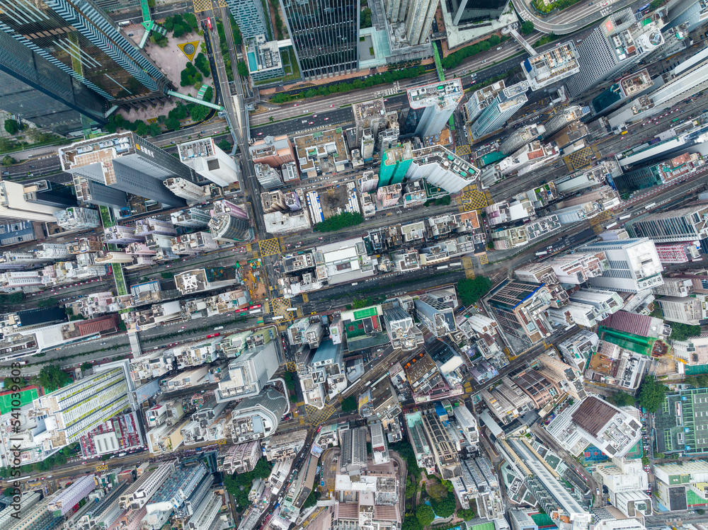 Top down view of Hong Kong city