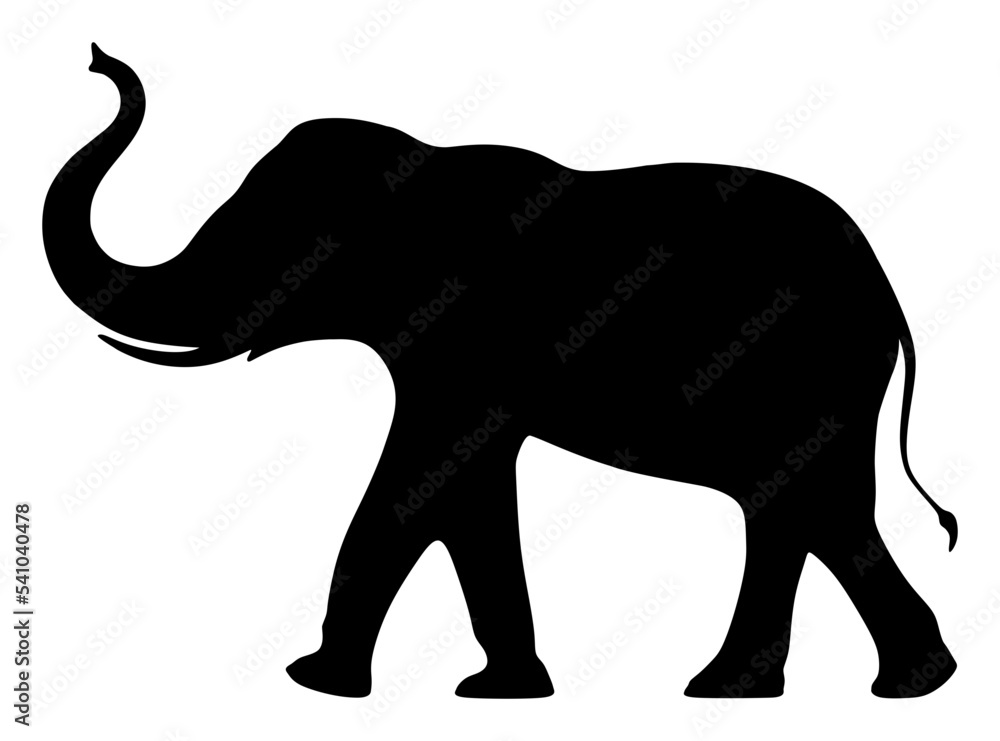 The silhouette of a large elephant. Indian Elephant. An African elephant. Wild Elephant The silhouette of a large elephant. Indian Elephant. An African elephant. Wild Elephant