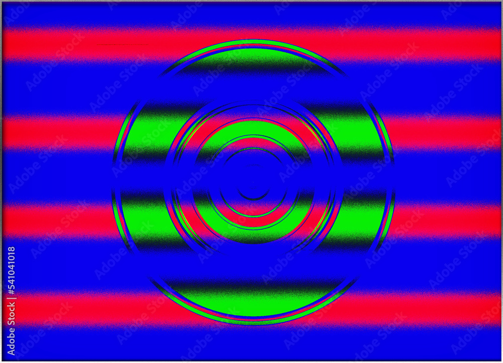 Obraz premium Abstract, Horizontal Lines, and Circles, within a Border, digital art