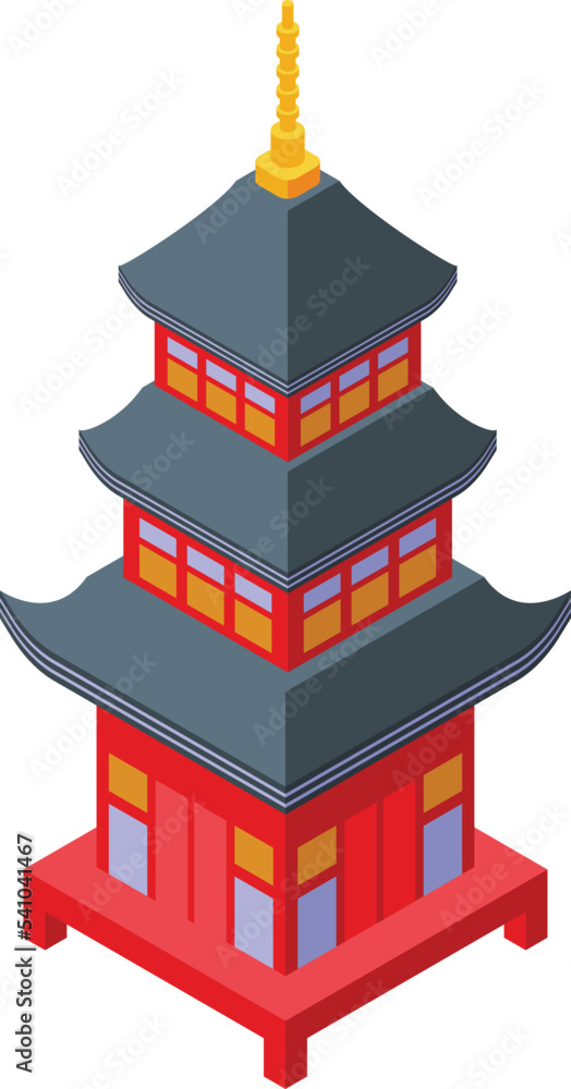 Pagoda palace icon isometric vector. Asian building. City temple