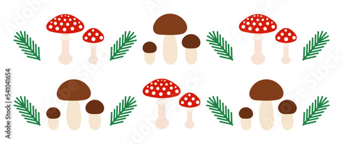 Forest mushroom patterns border.