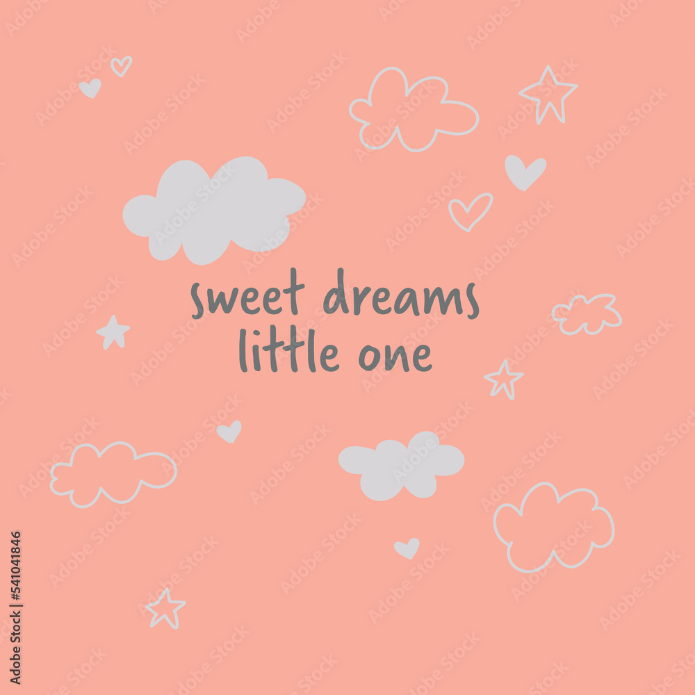 cute card sweet dreams, good night. little one