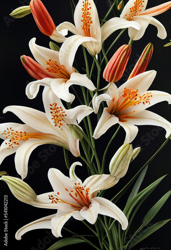 Obraz na plátně Orange and White Tiger Lillies