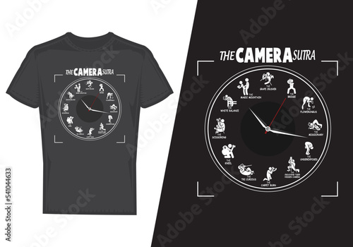 Obraz na płótnie Camera Sutra Clock funny t shirt design