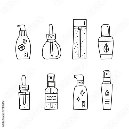 Set of serum, ampoule and essence bottles.